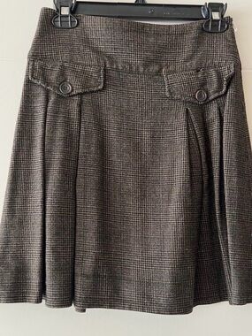 Plaid Pleated Women's Skirt in Brown and Black